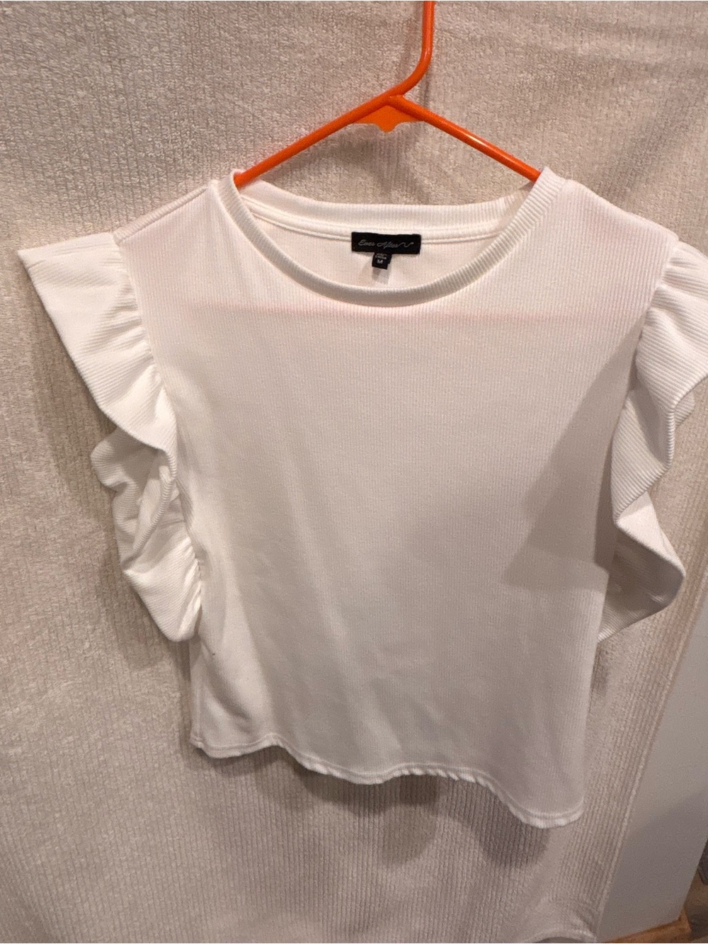 White Ruffle Sleeve Women's Top